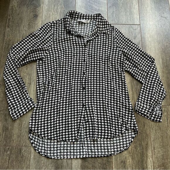 Big Dart Button Down Black and White Houndstooth Shirt Women’s Size Medium UK 12 - Picture 5 of 9